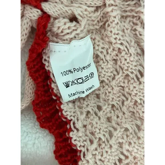 NWT Pink Red Strawberry Crotchet Crop Top L 8 10 Festival Going Out Hippie Boho - Picture 5 of 5